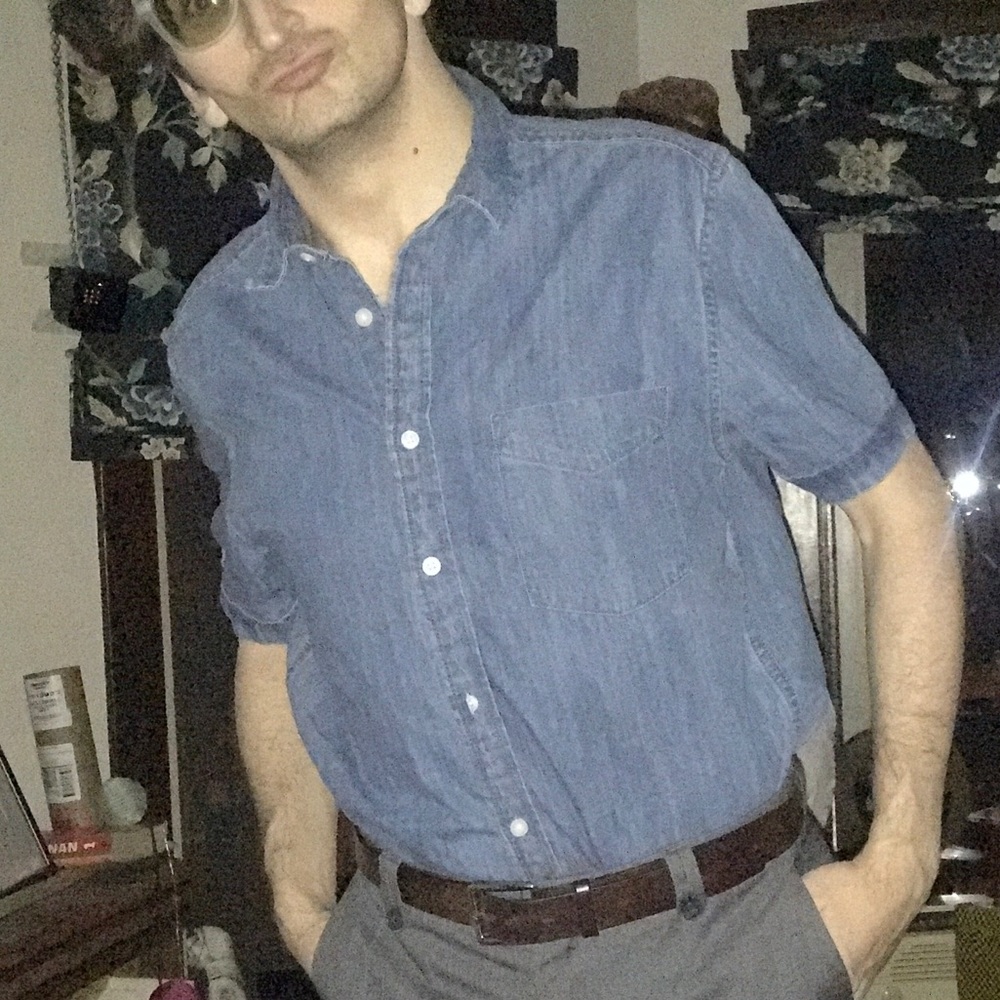 Topman Obligatory Denim Button Front Shirt